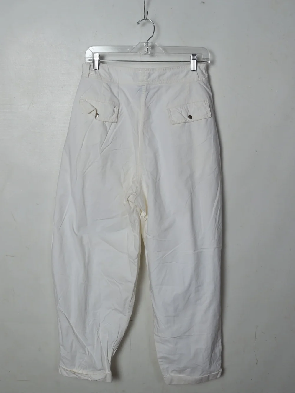 Men's Cream Pleated Chinos with Button Waist
